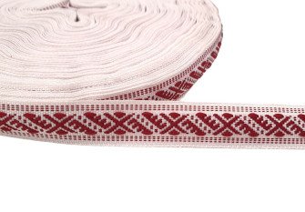Tautinė juostelė 17mm Balta bordo
