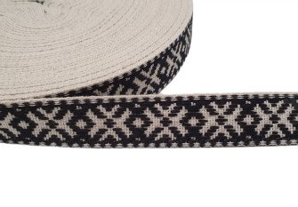 Tautinė juostelė 20mm Juodi raštai Tautinė juostelė 20mm Juodi raštai