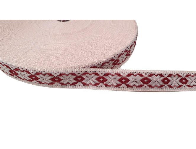 Tautinė juostelė 15mm Bordo raštai