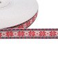 Tautinė juostelė 15mm Mėlynai raudoni raštai