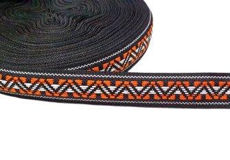 Tautinė juostelė 18mm Oranžiniai raštai