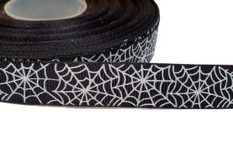 Dekoratyvinė ripsinė juostelė 15mm Voratinklis