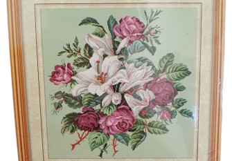 Embroidery painting with thread Lilies