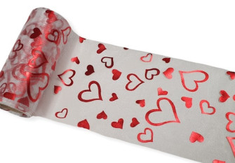 Organzos juostelė 12cm Širdelės