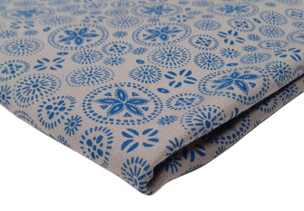 Terry knitted fabric Turquoise patterns in grey