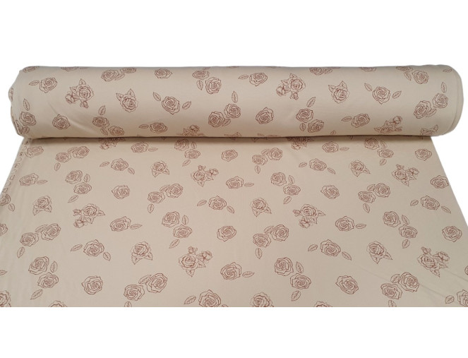 Terry Knitted fabric Roses in sand pigiau