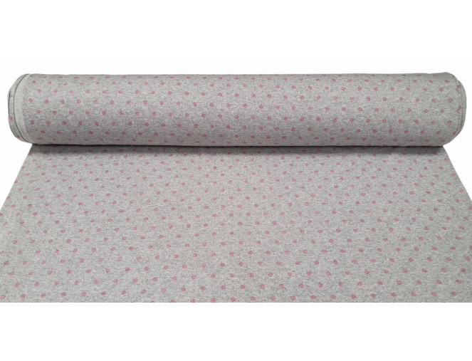 Kilpinis trikotažas Rožiniai taškeliai pilkame pigiau