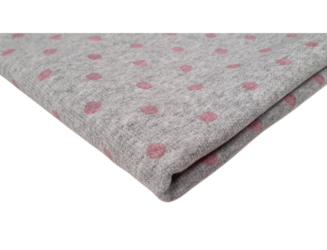 Kilpinis trikotažas Rožiniai taškeliai pilkame