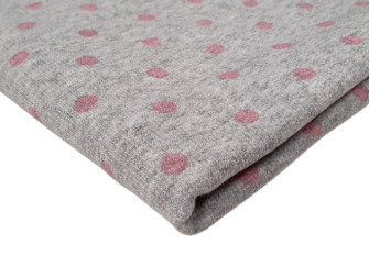 Terry Knitted fabric Pink polka dots in grey