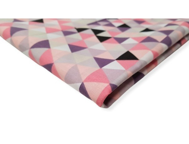 Medvilnė - drobelė Rožiniai trikampiai