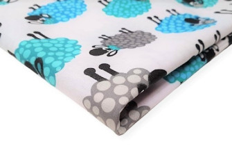 Cotton - canvas Blue sheep in white