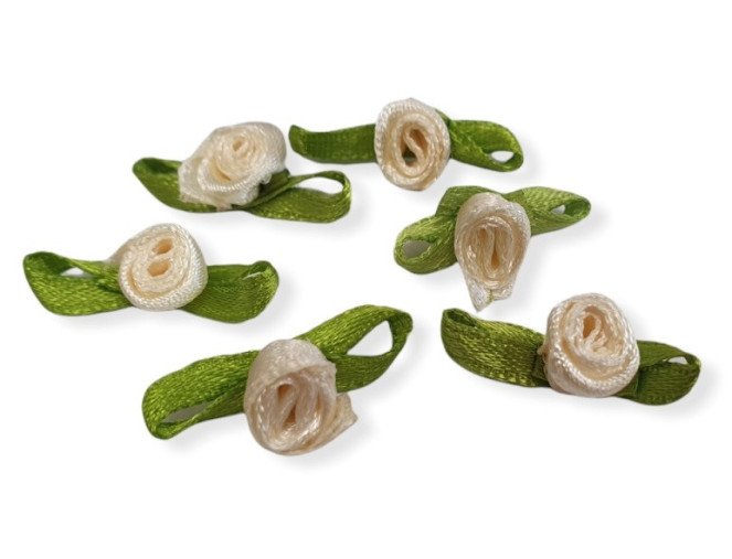 Atlas roses with leaves 7x25mm | 2 colours pigiau