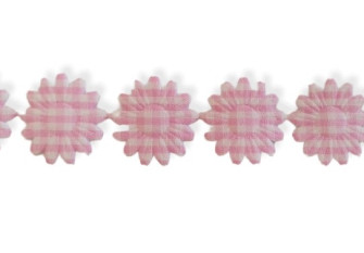 Decorative ribbon Checkered flowers 20mm | Pink, white
