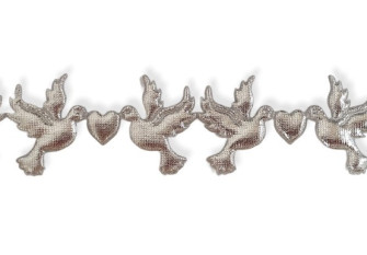 Decorative ribbon Silver doves 20mm