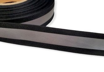Atšvaitinė juosta su audiniu Juoda 30mm