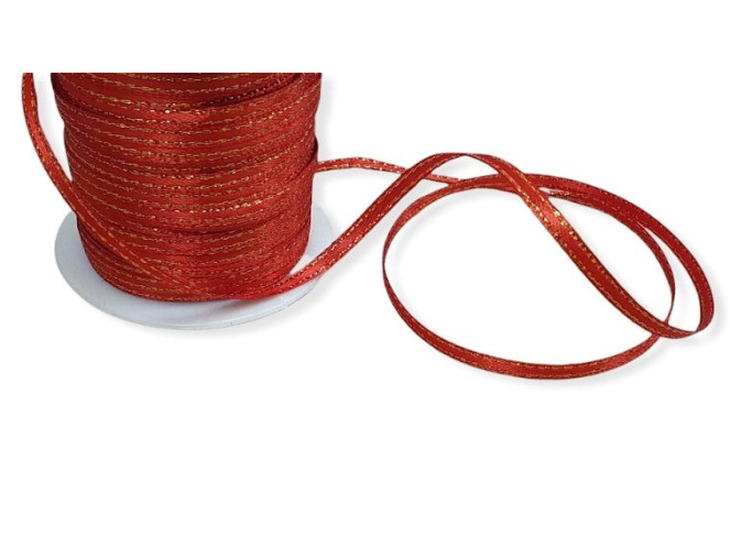 Atlas ribbons with gold edge 3mm | 91m