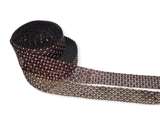 Dekoratyvinė juostelė 30mm Juodi kristalai
