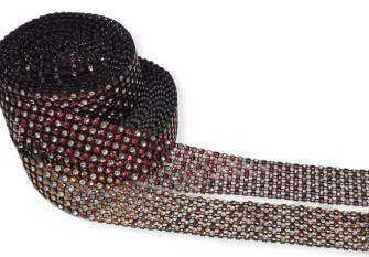 Decorative ribbon 30mm Black crystals