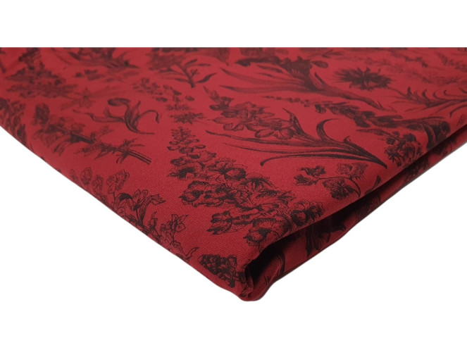 Knitted and crocheted fabric Black flowers