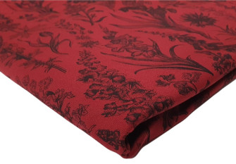 Knitted and crocheted fabric Black flowers