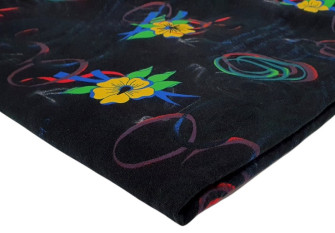 Knitted and crocheted fabric Yellow flowers