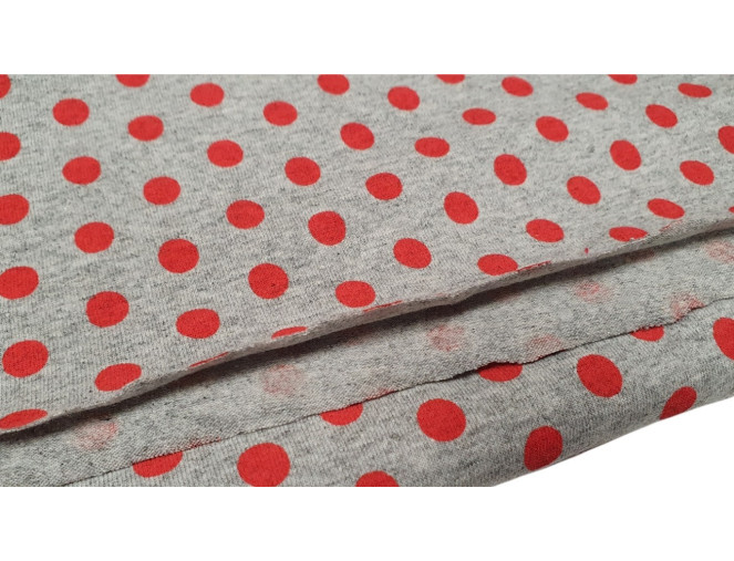 Cotton jersey Red polka dots in grey pigiau