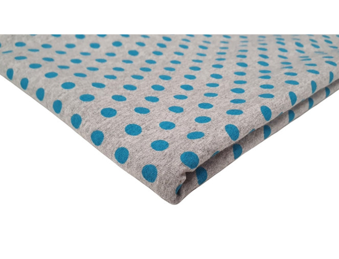 Cotton jersey Turquoise polka dots in grey