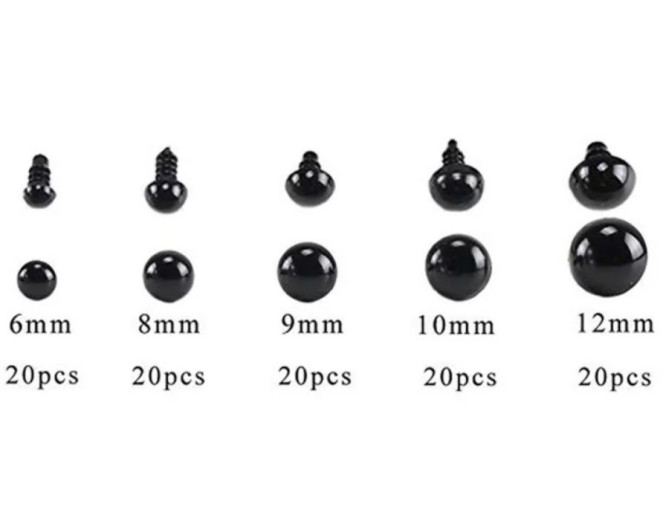 Įsukamos akys žaislams 6 - 12mm | 100vnt pigiau