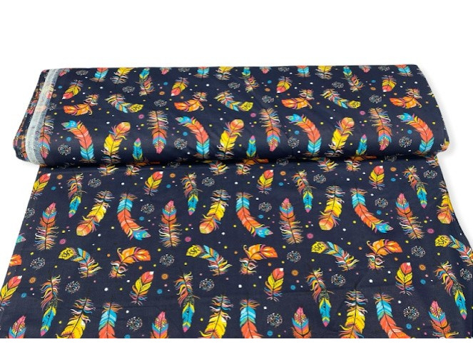 Cotton - canvas Coloured feathers pigiau