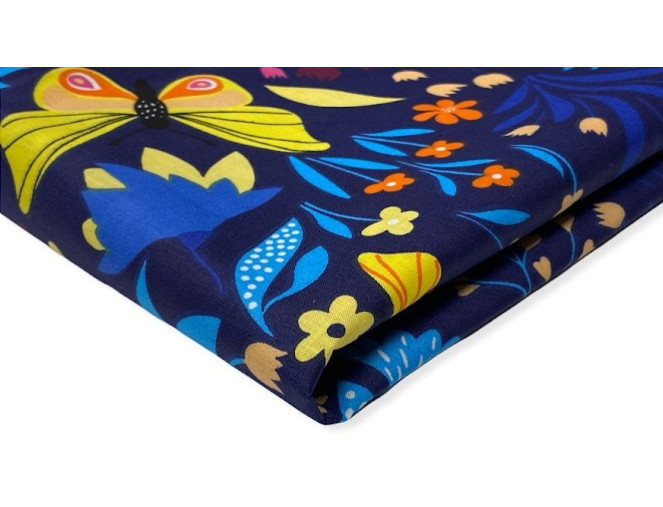 Cotton - canvas Butterflies in blue