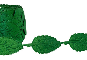 Decorative ribbon Green leaves 40x20mm