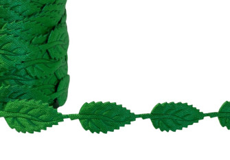 Decorative ribbon Green leaves 25x13mm