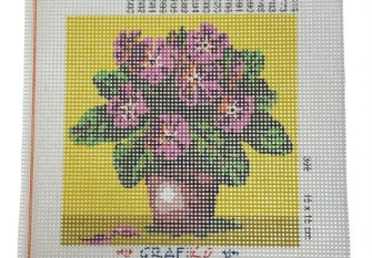 Embroidery painting Flowers in a pot