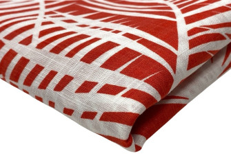 Viscose fabric Leaves in red
