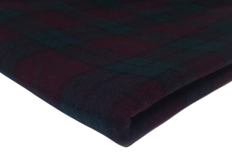 Checked wool overcoat in Bordeaux green
