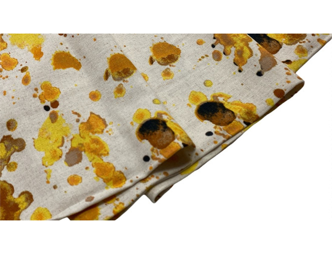 Viscose fabric with linen Yellow spots pigiau