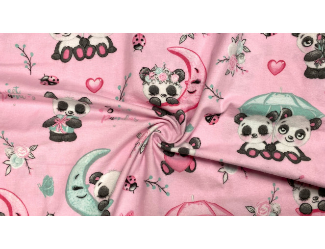 Flanelė Pandos rožiniame