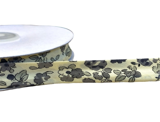 Medvilninė kantavimo juostelė Gėlės Gelsvame 16mm