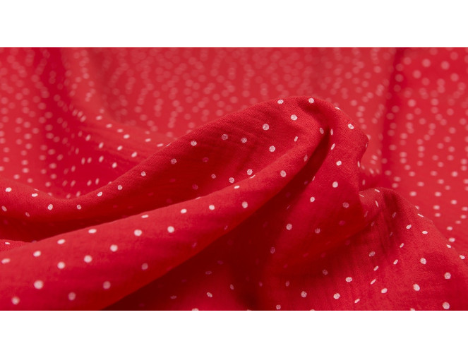 Muslin with dots Red