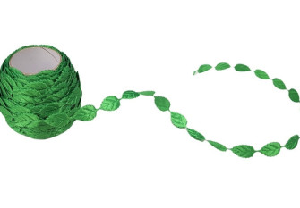 Decorative ribbon Green leaves 18x12mm
