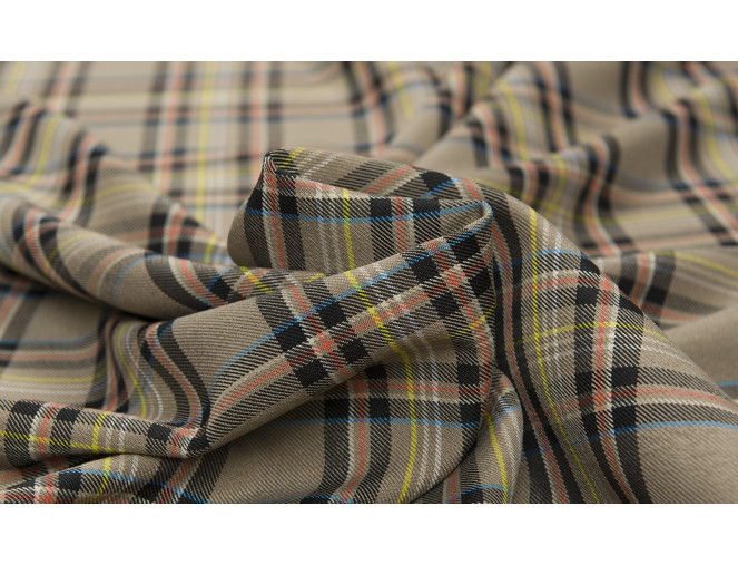 Checkered fabric Cocoa turquoise yellow