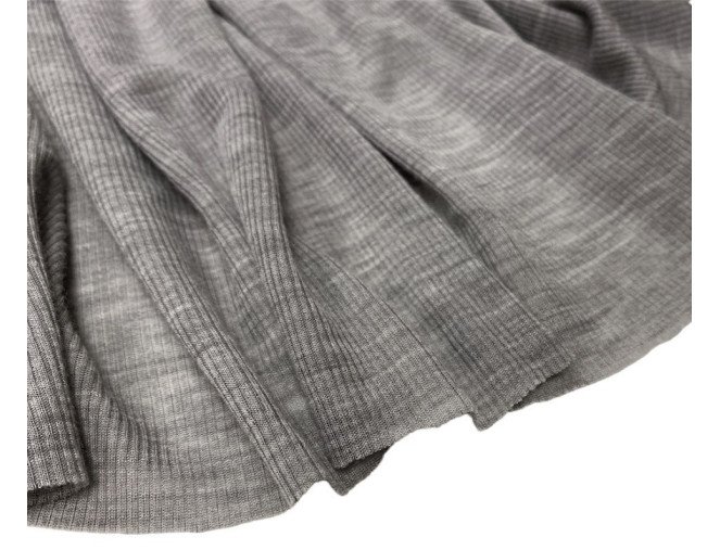 Merino wool knitted fabric Grey RIB pigiau