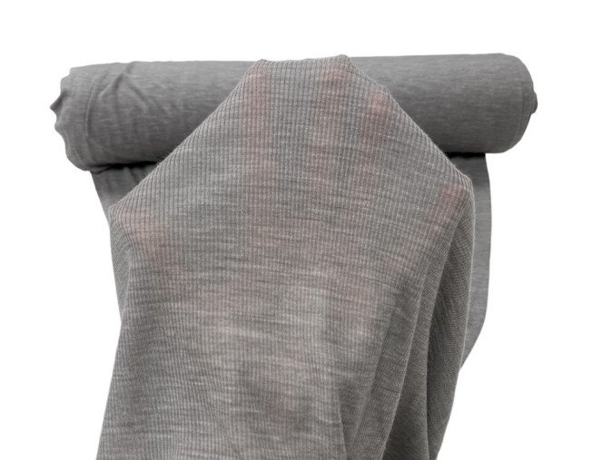 Merino wool knitted fabric Grey RIB internetu