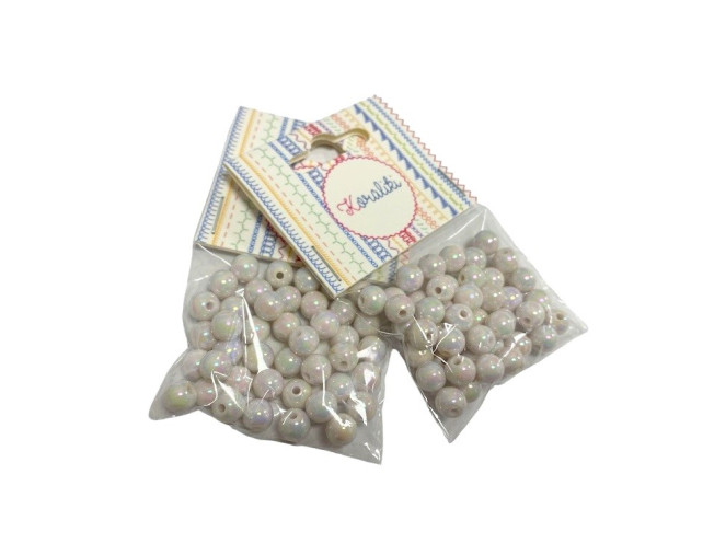 Karoliukai 8mm | Balta