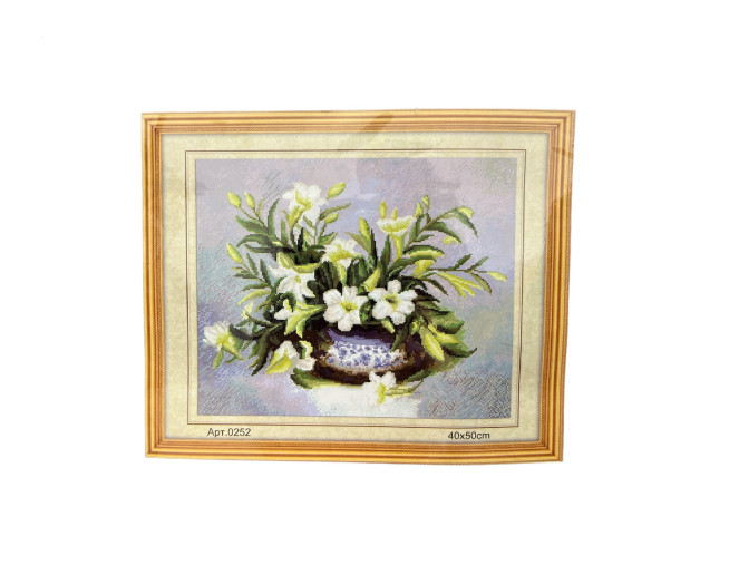 Embroidery painting with thread 40x50cm Lilies