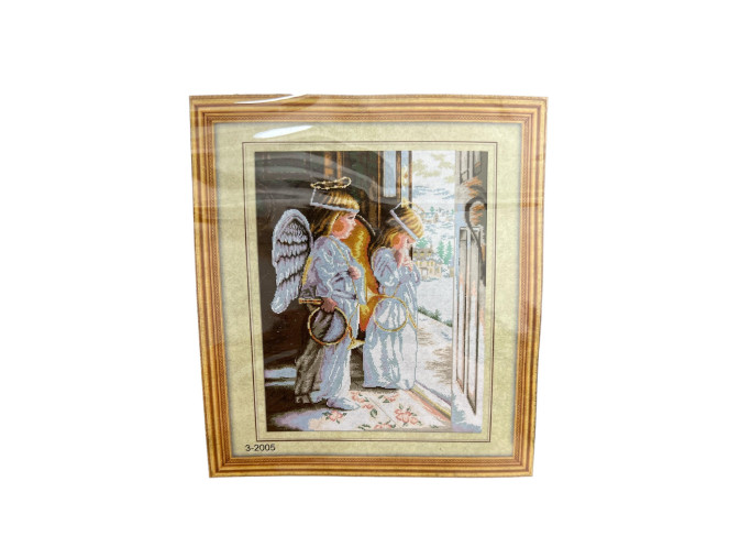 Embroidery painting with thread Angels