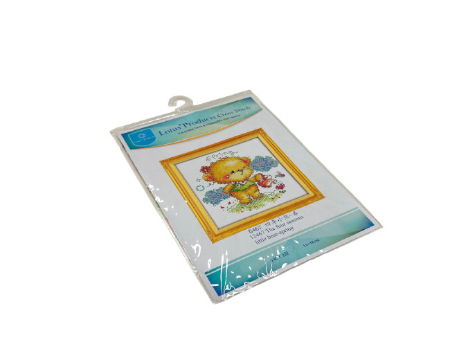 Embroidery painting with thread 16x16cm Teddy Bear