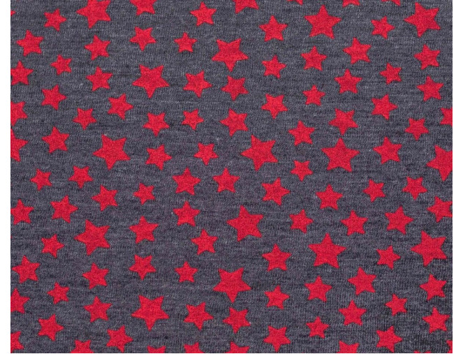 Cotton jersey Red stars in grey pigiau