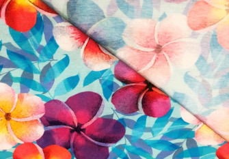 Cotton jersey Hawaiian flowers