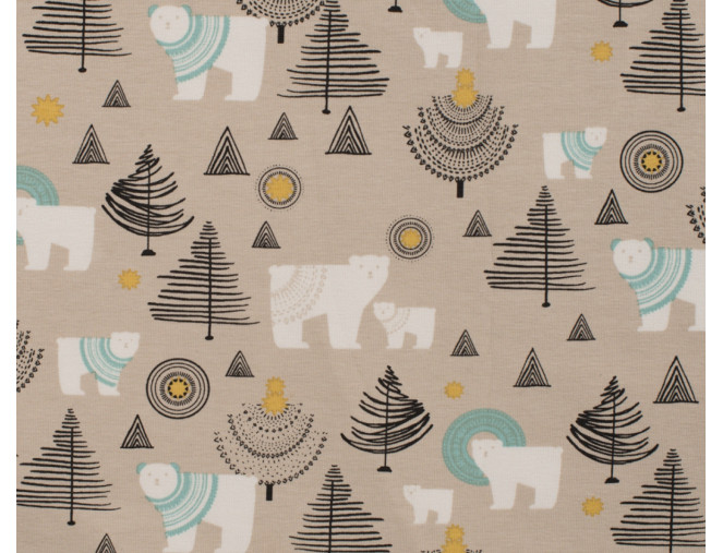 Cotton jersey Polar bear in beige